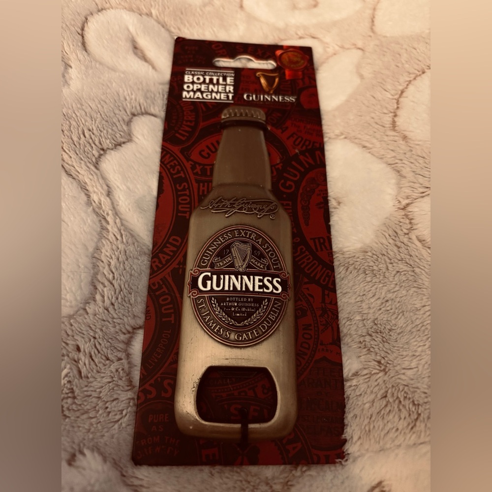 Genuine Guinness Red 3D Metal Bottle Opener & Refrigerator Magnet -Ireland